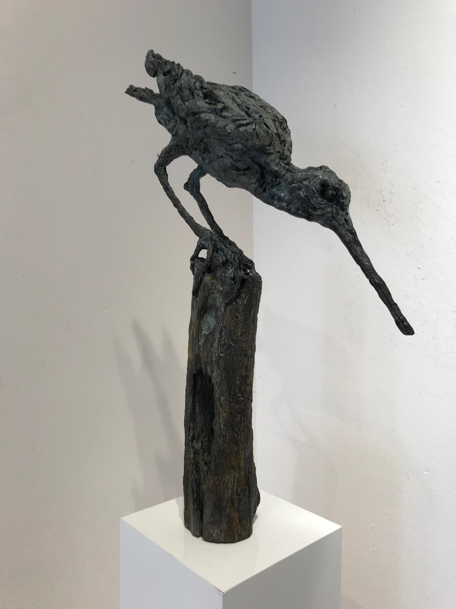 ''SnipSnap'' Contemporary Bronze Sculpture Portrait of a Snipe, Bird For Sale 1