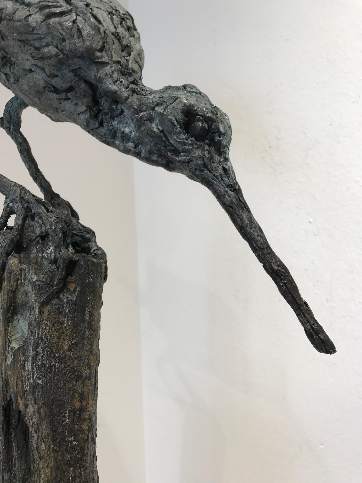 ''SnipSnap'' Contemporary Bronze Sculpture Portrait of a Snipe, Bird For Sale 2