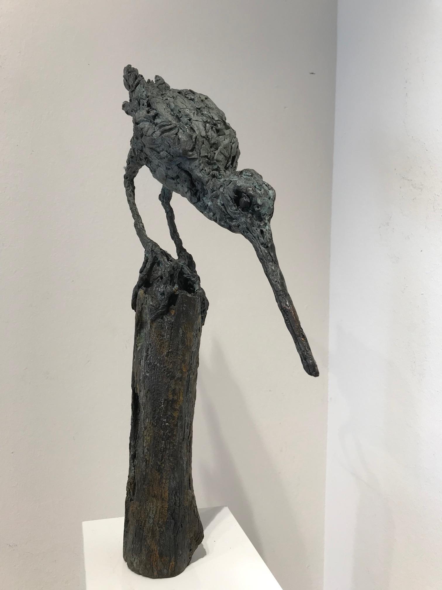 ''SnipSnap'' Contemporary Bronze Sculpture Portrait of a Snipe, Bird For Sale 5