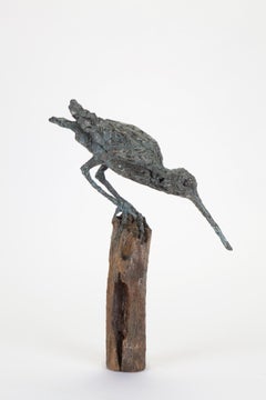 ''SnipSnap'' Contemporary Bronze Sculpture Portrait of a Snipe, Bird