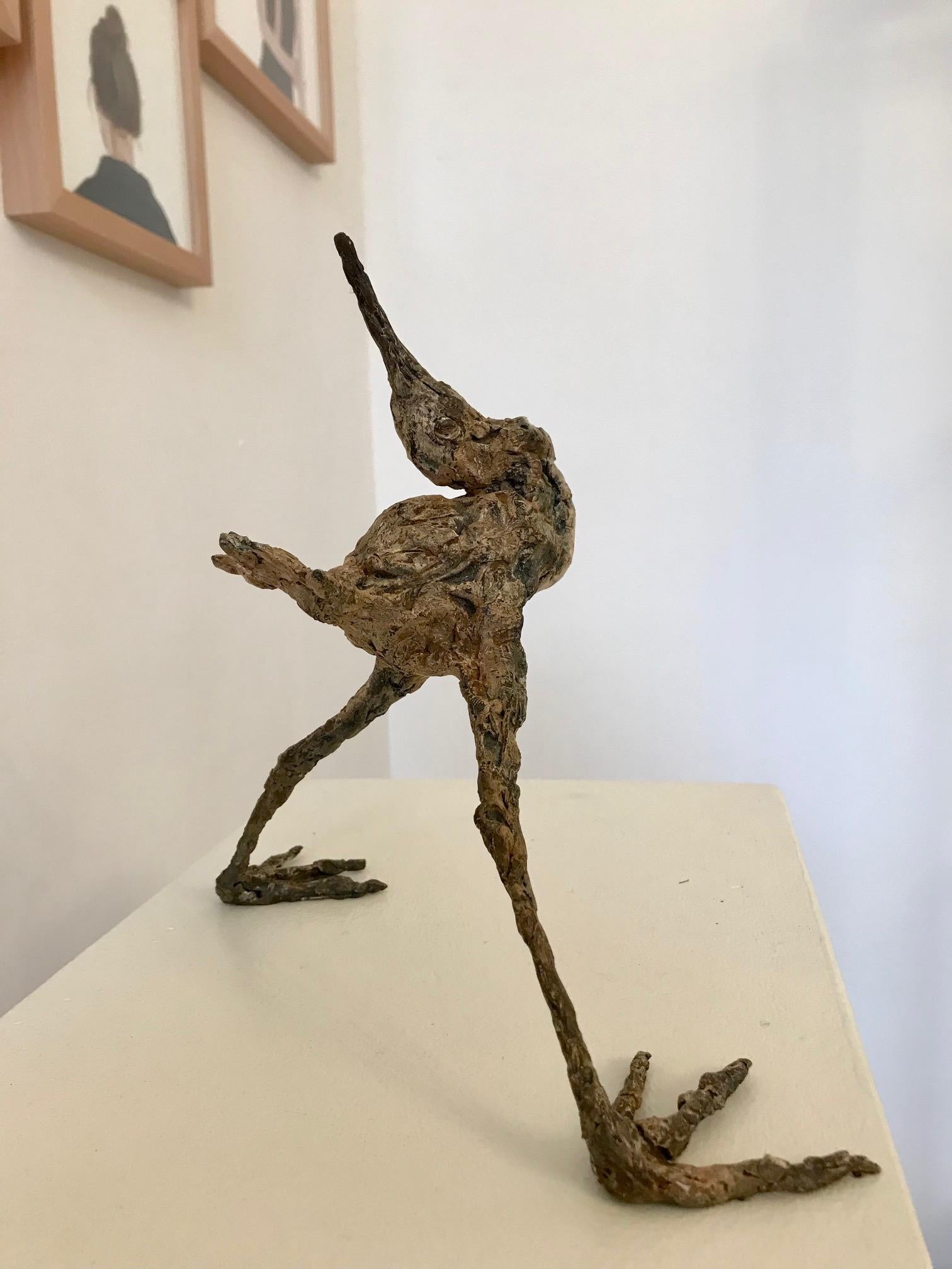 Ans Zondag Figurative Sculpture - ''Spread the Word Bird'', Contemporary Bronze Sculpture Portrait of a Bird