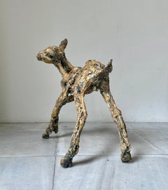 “Spring Buck” Contemporary Bronze Sculpture Portrait of a Joyful Young Buck
