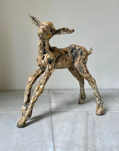 "Spring Buck" Escultura Contemporánea de Bronce Retrato de un Joven Buck Alegre