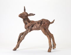 ''Spring Goat'' Contemporary Bronze Sculpture Portrait of a Baby Goat