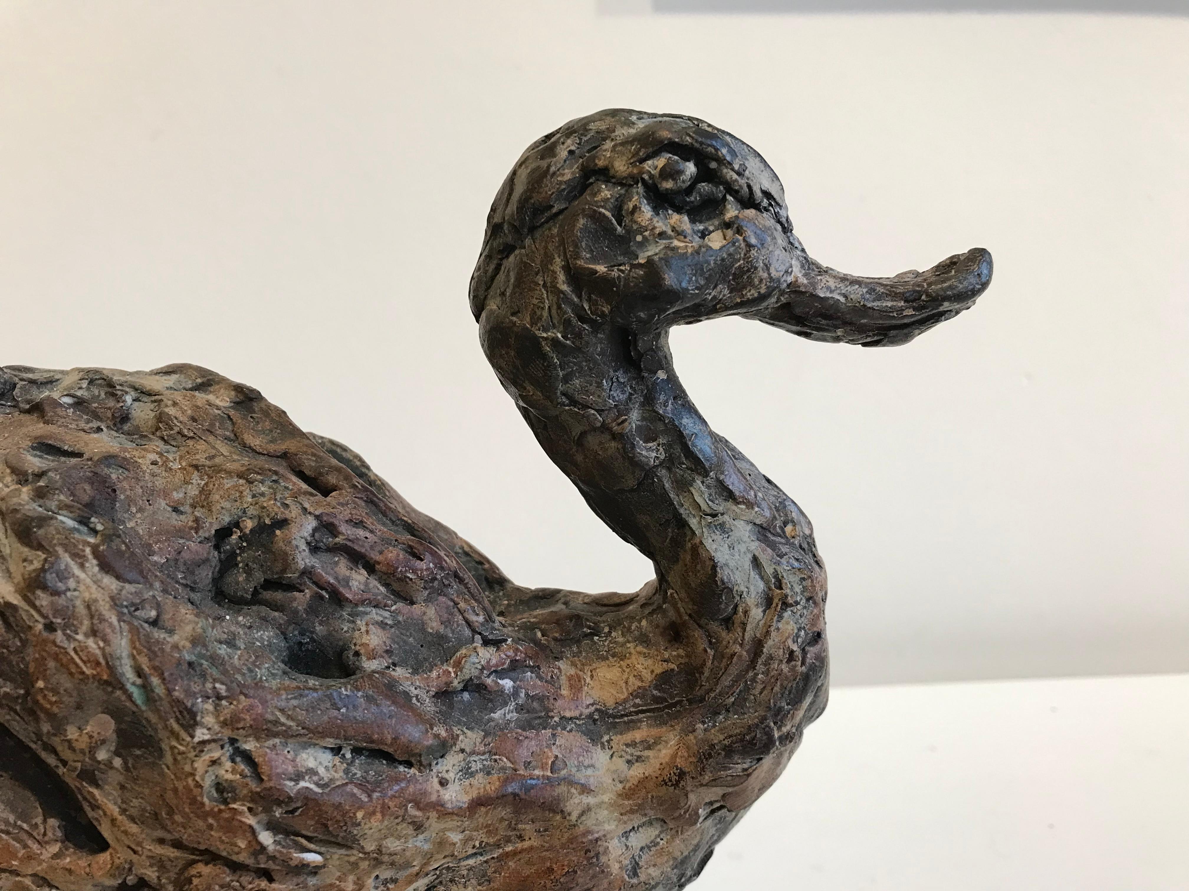 ''Stretch'', Contemporary Bronze Sculpture Portrait of a Duck, Bird For Sale 3