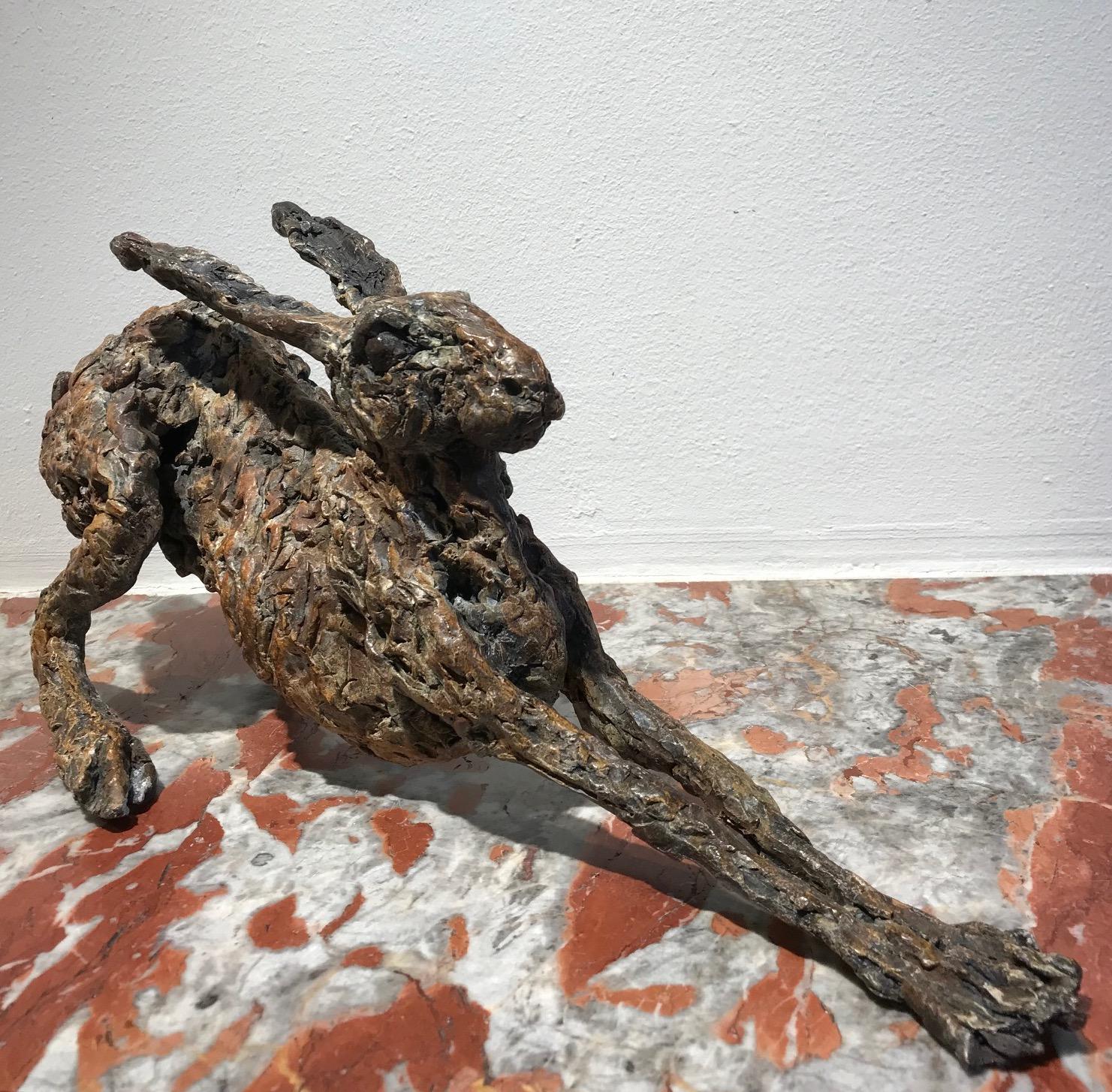 ''Stretch'', Contemporary Bronze Sculpture Portrait of a Hare For Sale 2