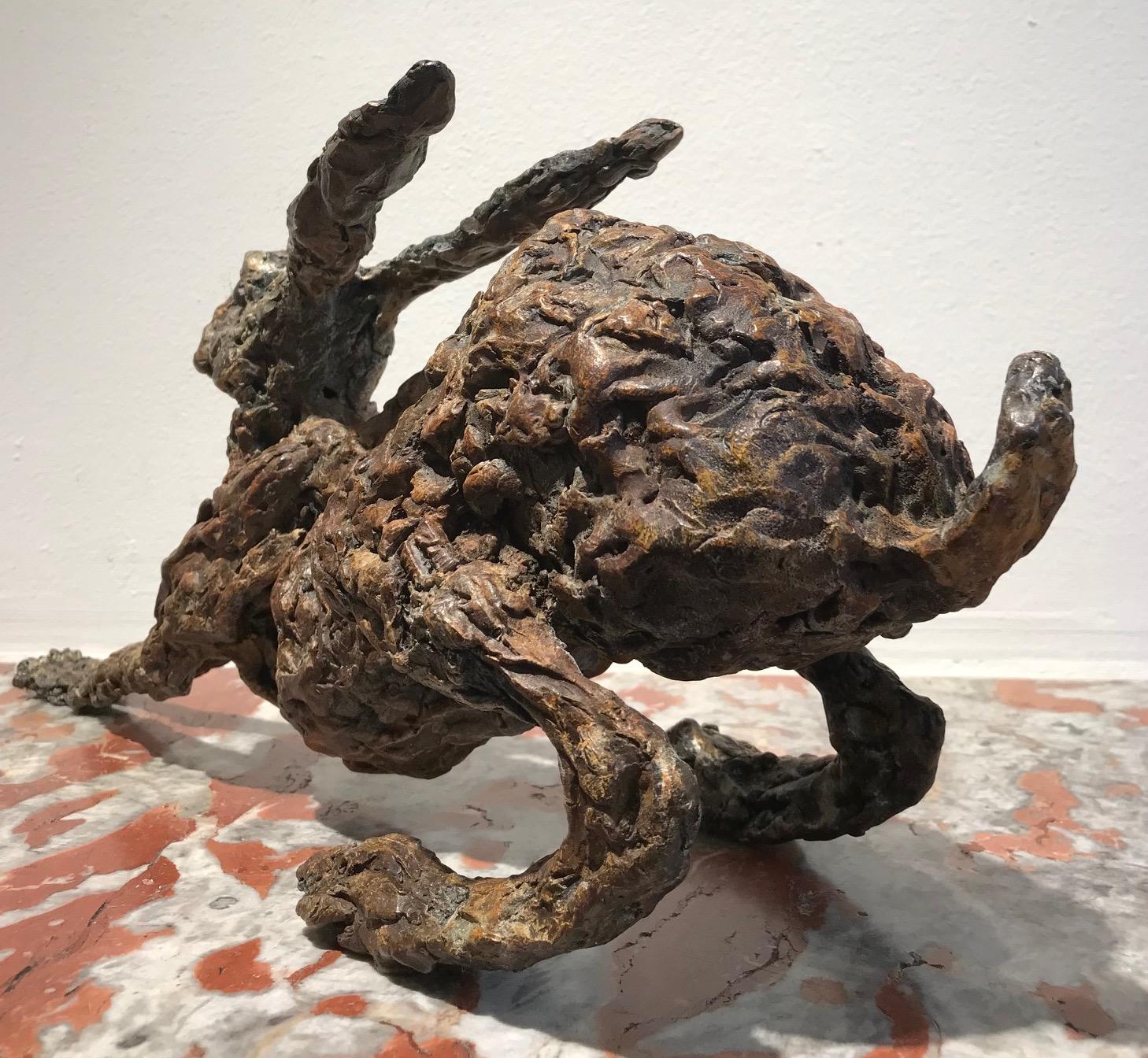 ''Stretch'', Contemporary Bronze Sculpture Portrait of a Hare For Sale 3
