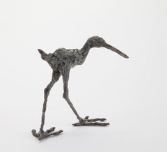 ''Wader'', Contemporary Bronze Sculpture Portrait of a Wader, Bird