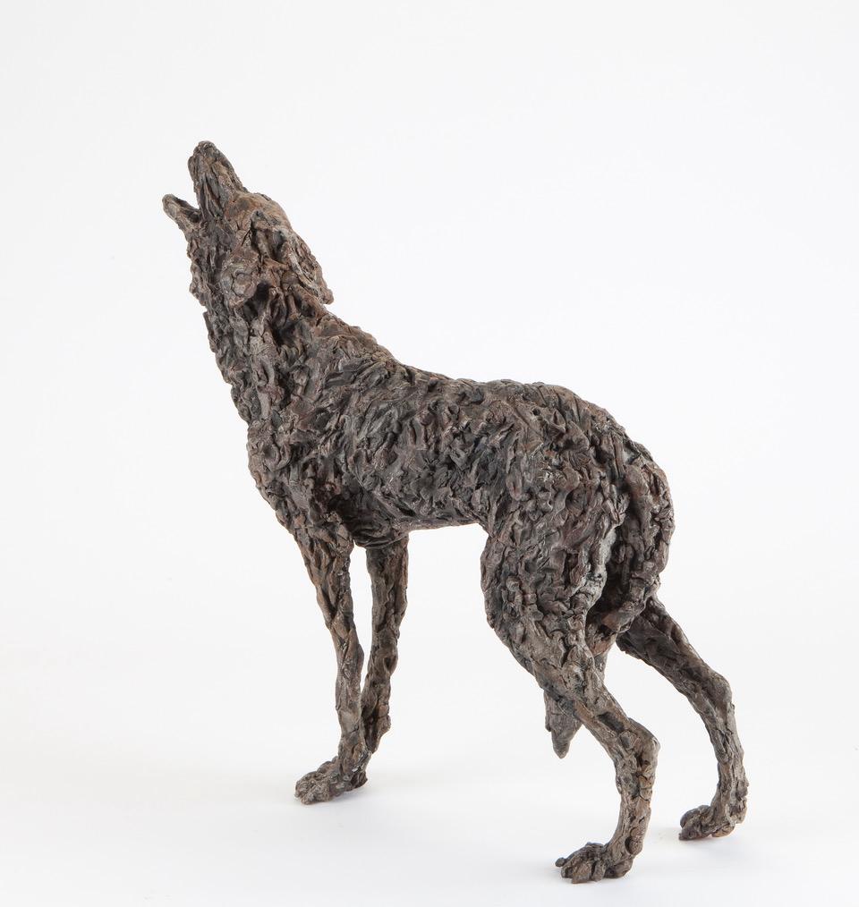 ''Lobo Lobo'' Escultura Contemporánea de Bronce Retrato de un Lobo - Sculpture Contemporáneo de Ans Zondag