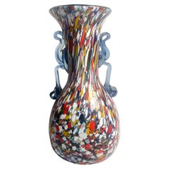 Ansato Multicolored Vase in Murano Glass with Murrine from the 1940s