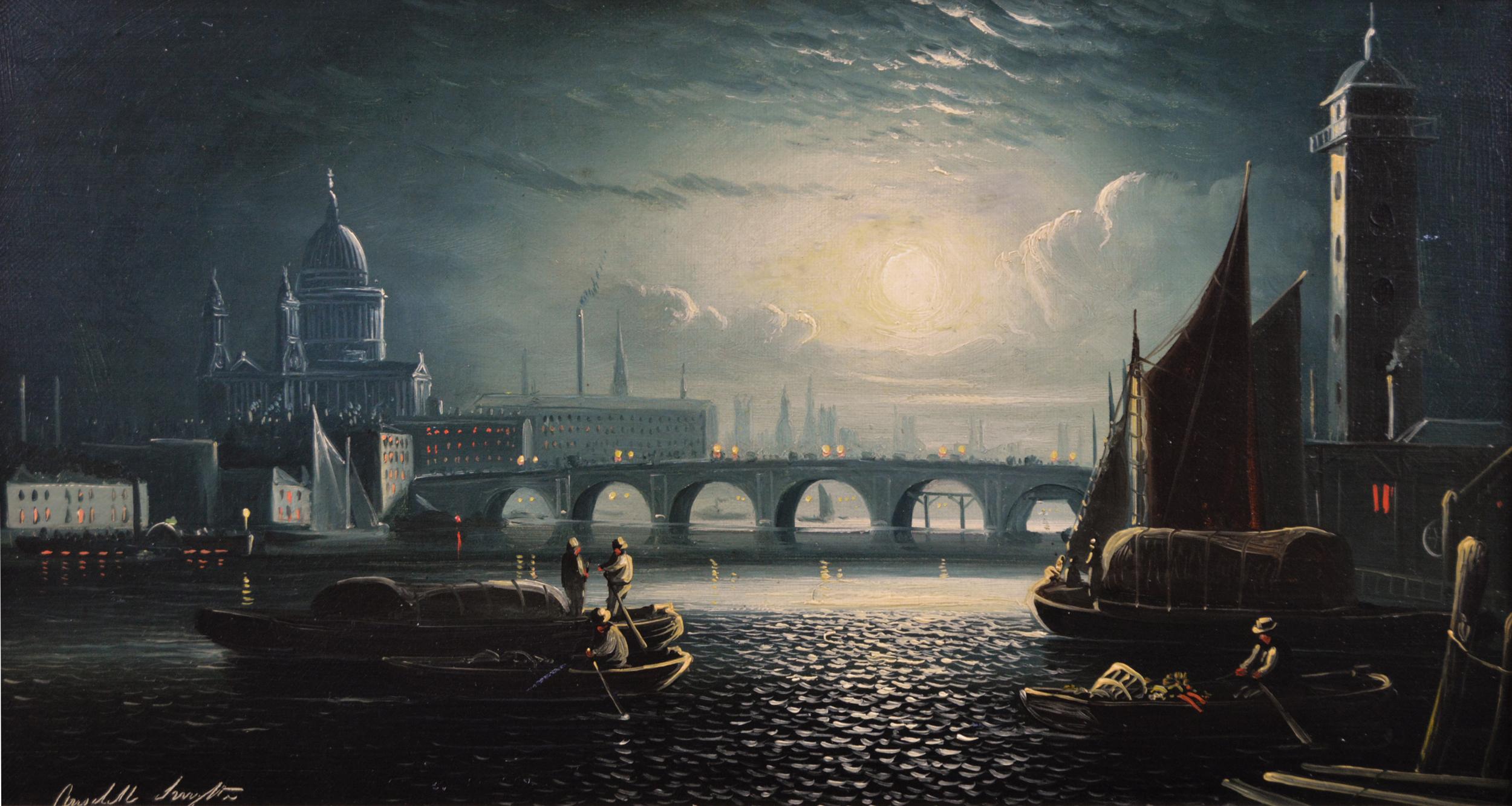 Houses of Parliament & St Paul’s Cathedral, pair - Painting by Ansdell Smythe