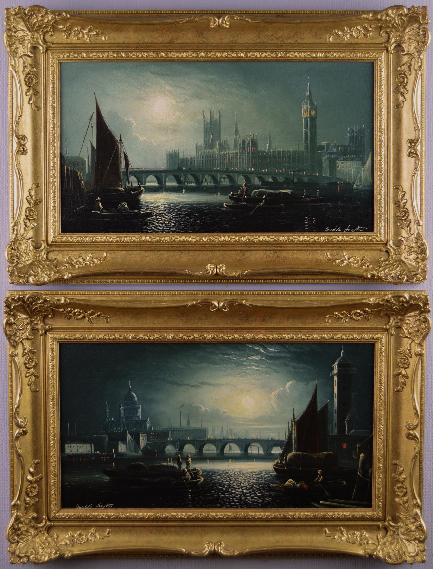 Ansdell Smythe Landscape Painting - Houses of Parliament & St Paul’s Cathedral, pair