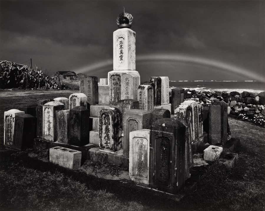 Buddhist Grave Markers and Rainbow, Maui, Hawaii