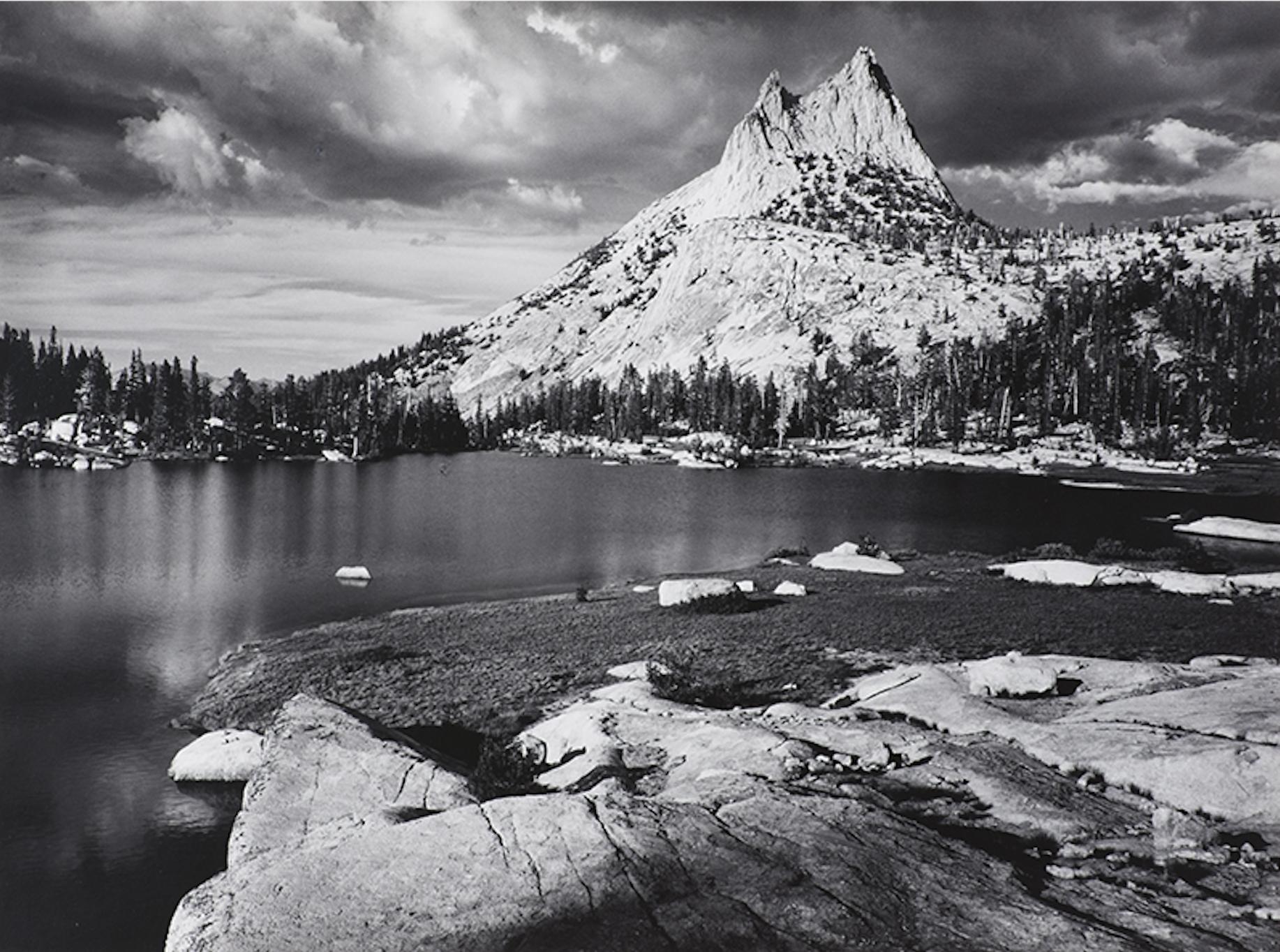 Ansel Adams Landscape Photograph - Cathedral Peak and Lake, Yosemite National Park, CA