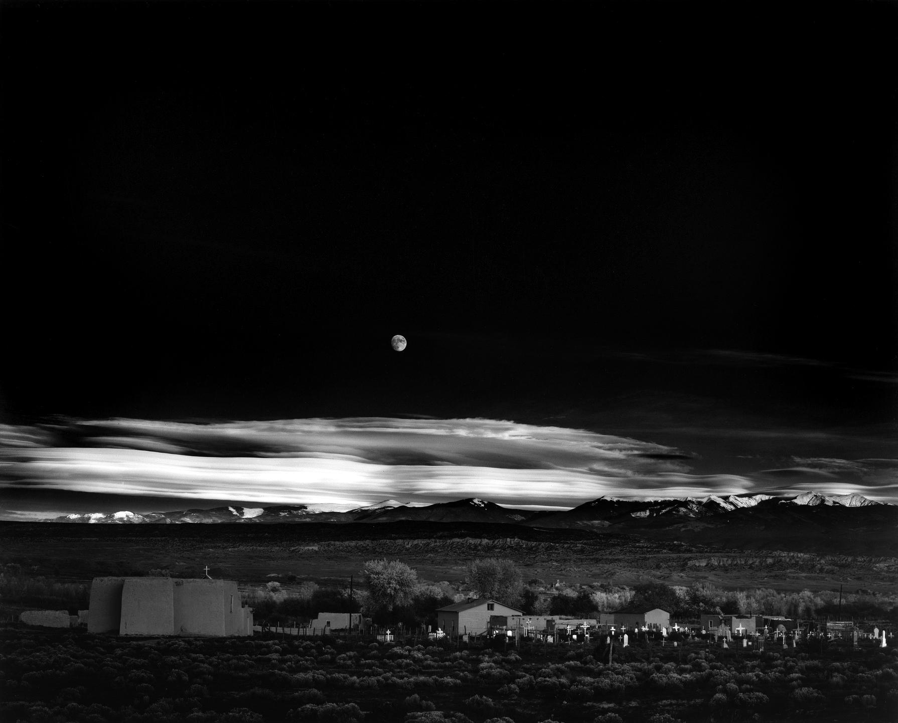 Ansel Adams Black and White Photograph - Moonrise, Hernandez, New Mexico