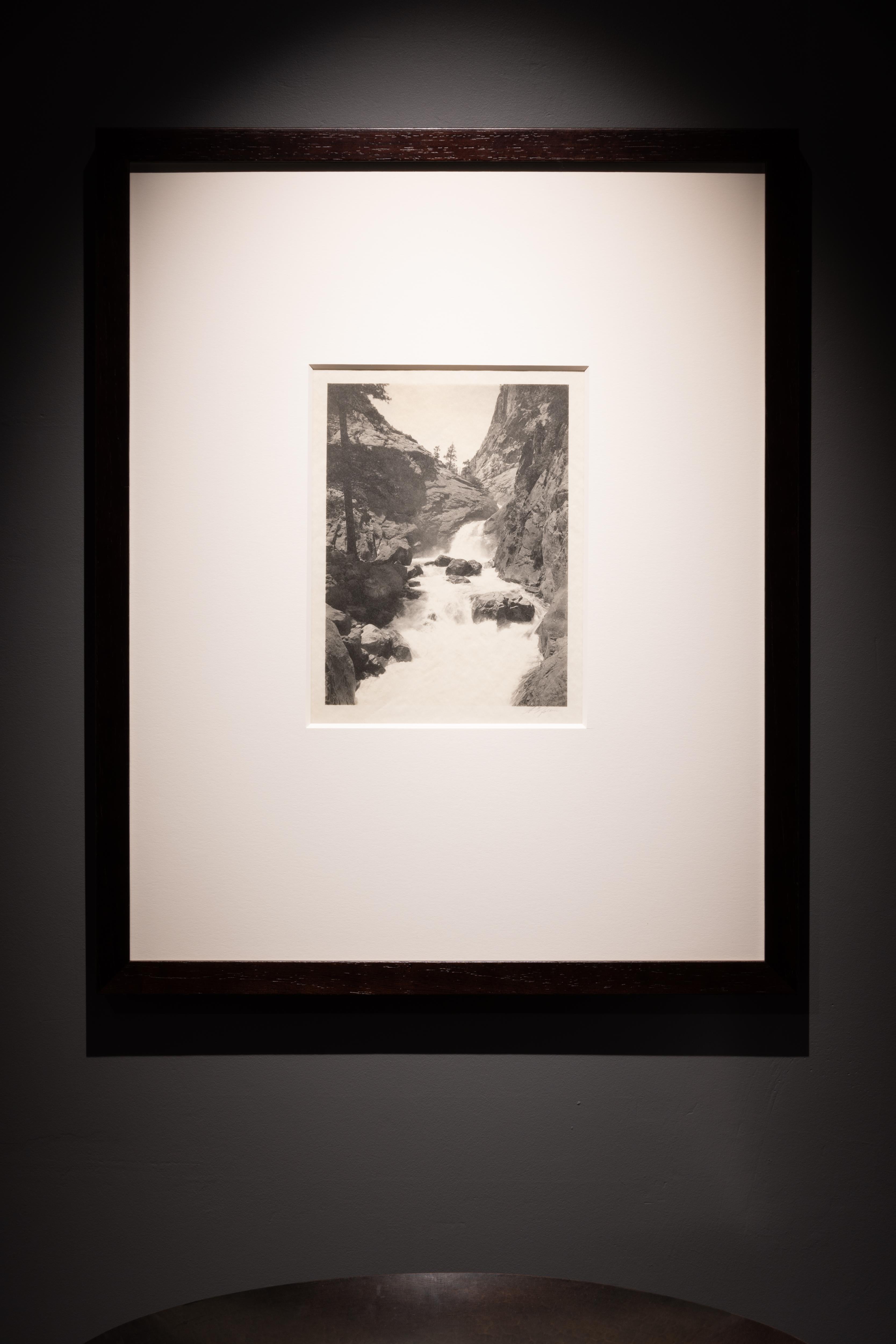 Roaring River Falls, Kings' River Canyon - Gray Landscape Photograph by Ansel Adams
