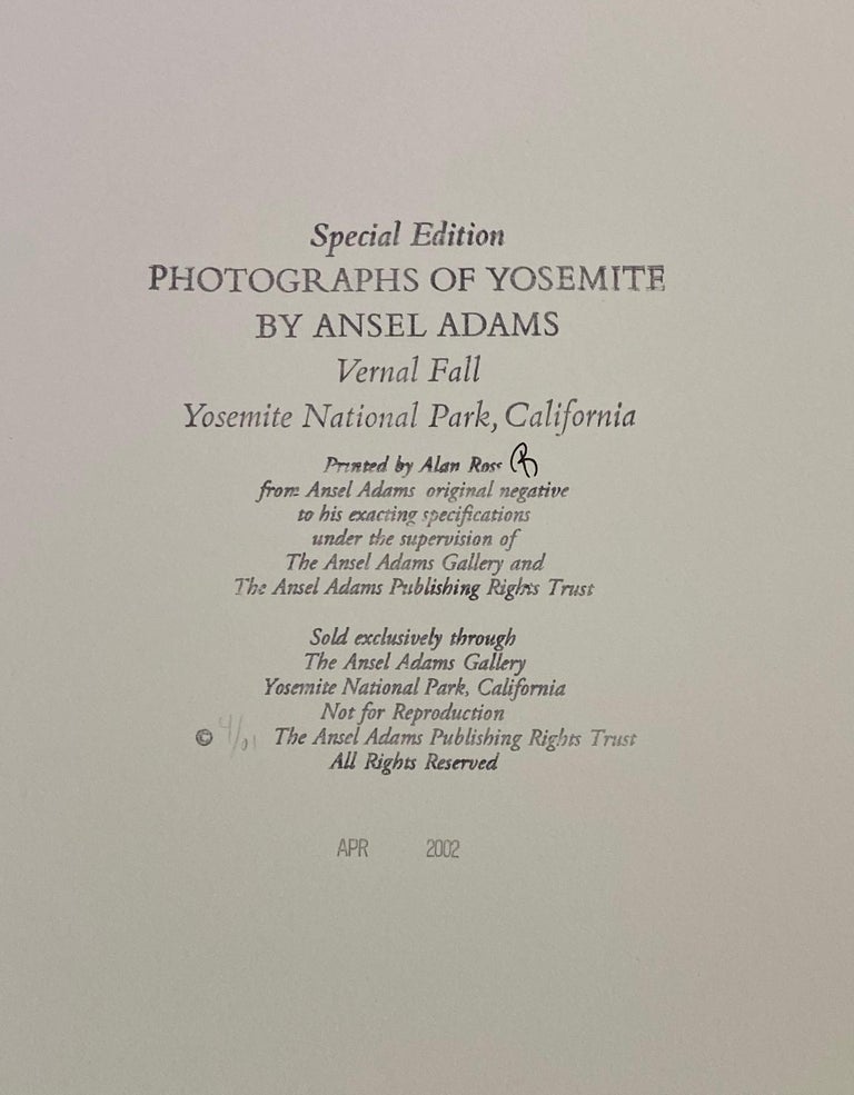 Paper Ansel Adams Special Edition Yosemite Silver Gelatin Photograph Print Vernal Fall For Sale