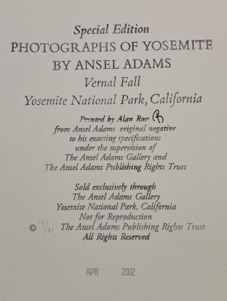 Ansel Adams Special Edition Yosemite Silver Gelatin Photograph Print Vernal Fall For Sale 1