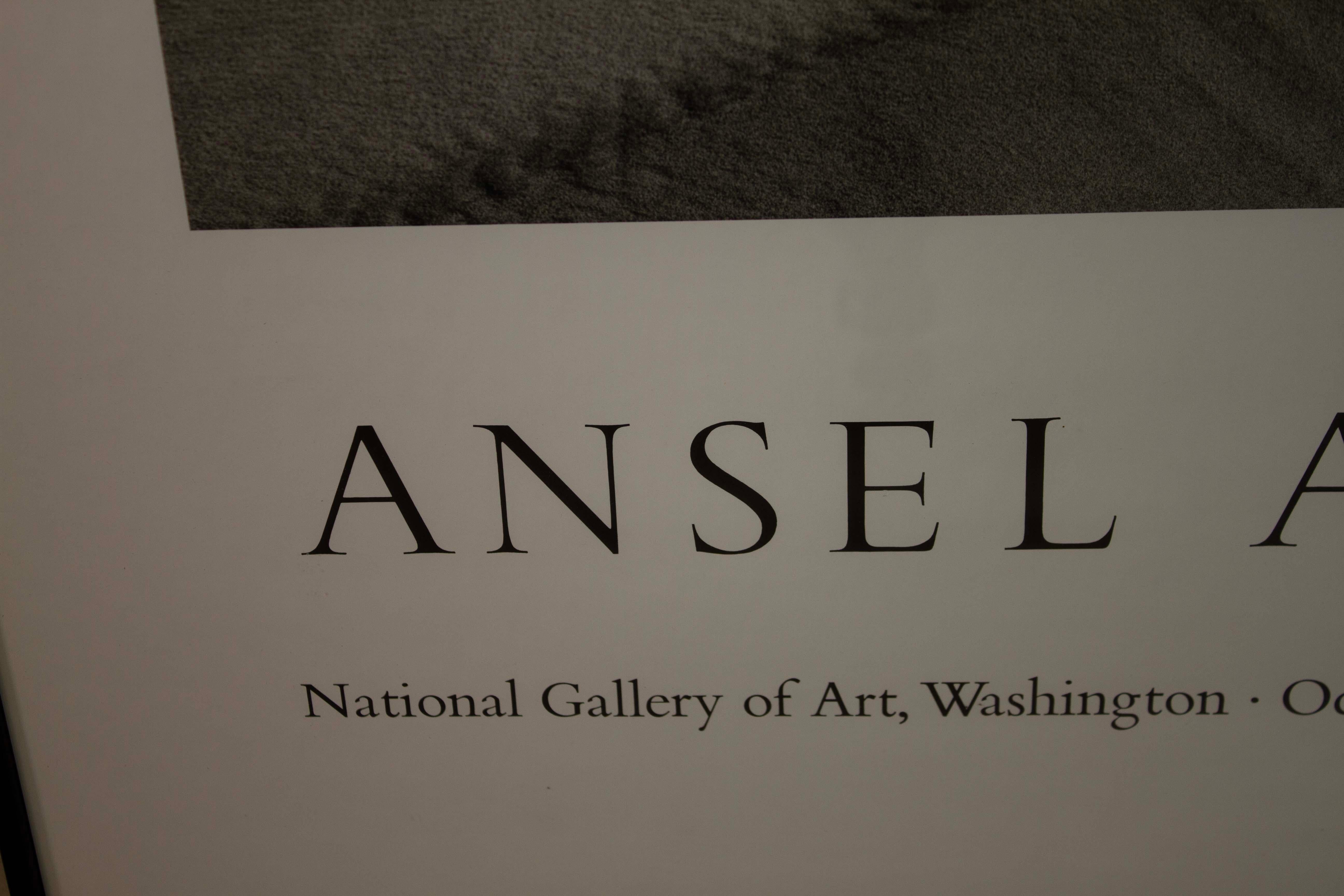 Affiche d'exposition d'art vintage encadrée Ansel Adams Vintage National Gallery of Art, 1985/86 1
