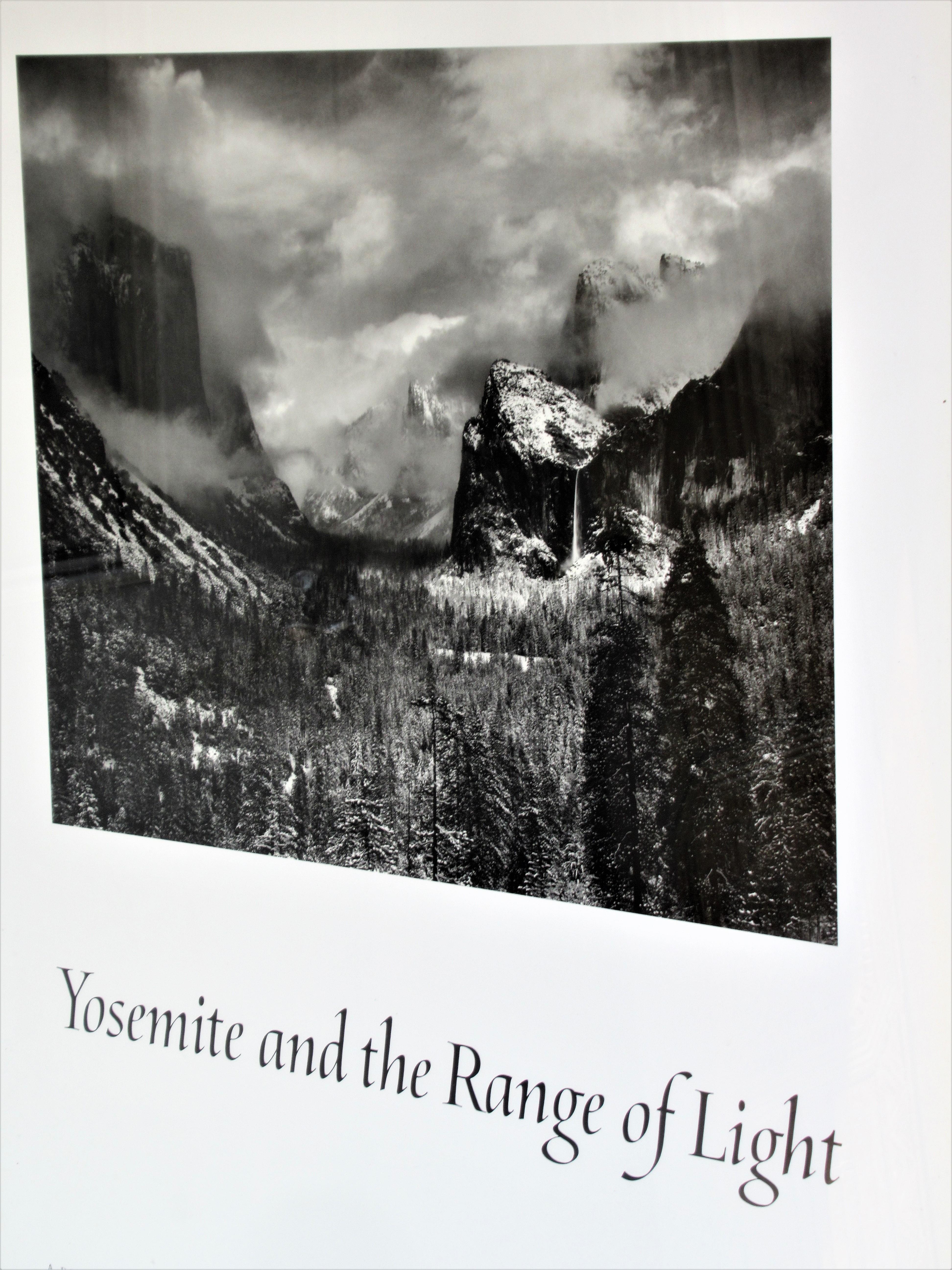 Ansel Adams, Yosemite and the range of light, authorized poster by The New York Graphic Society, 1981 - The trustees of the Ansel Adams publishing rights trust. It is set in the original issued brushed golden brass metal frame. Look at all pictures