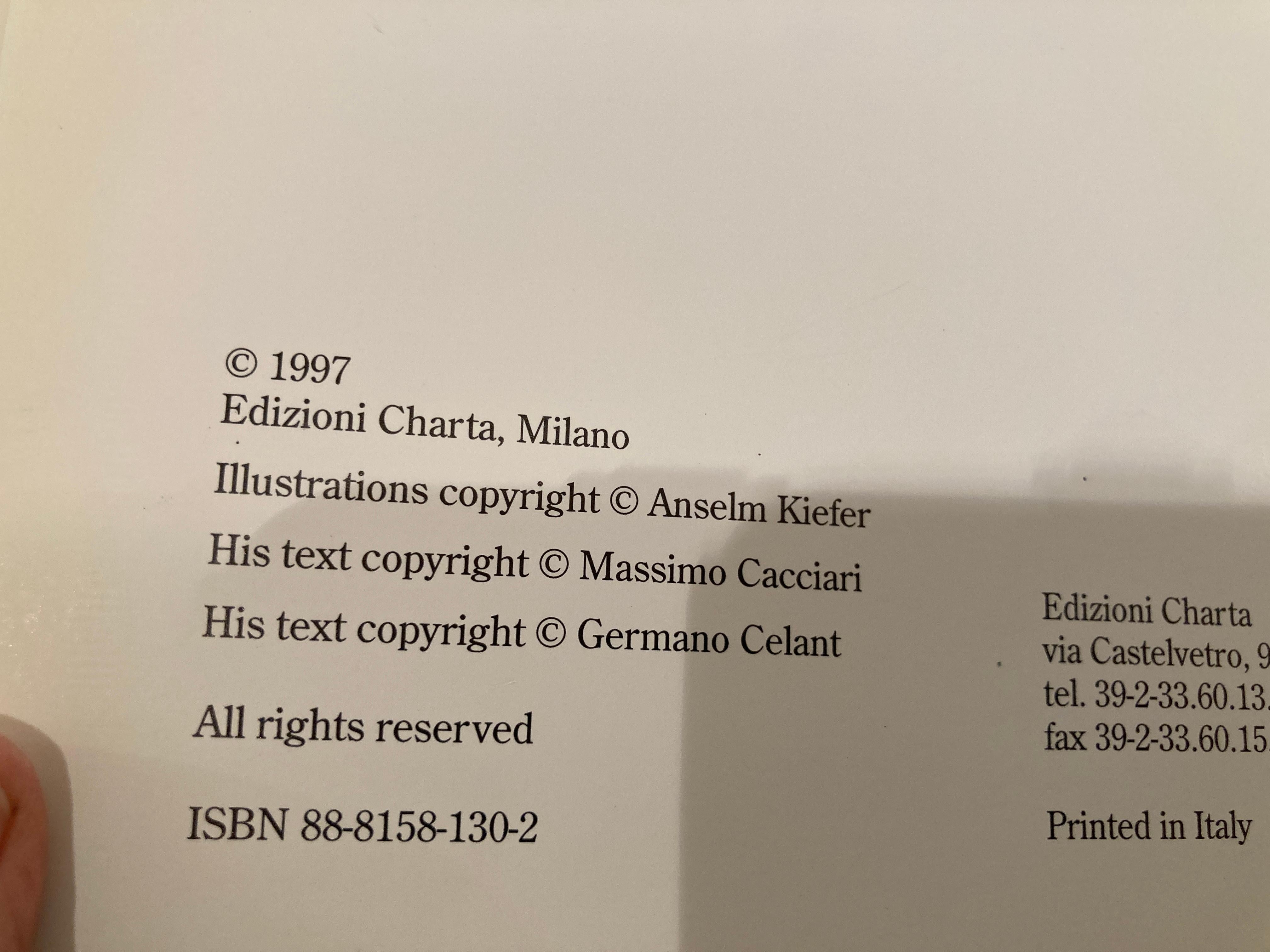 Italian Anselm Kiefer Collectible Art Book For Sale