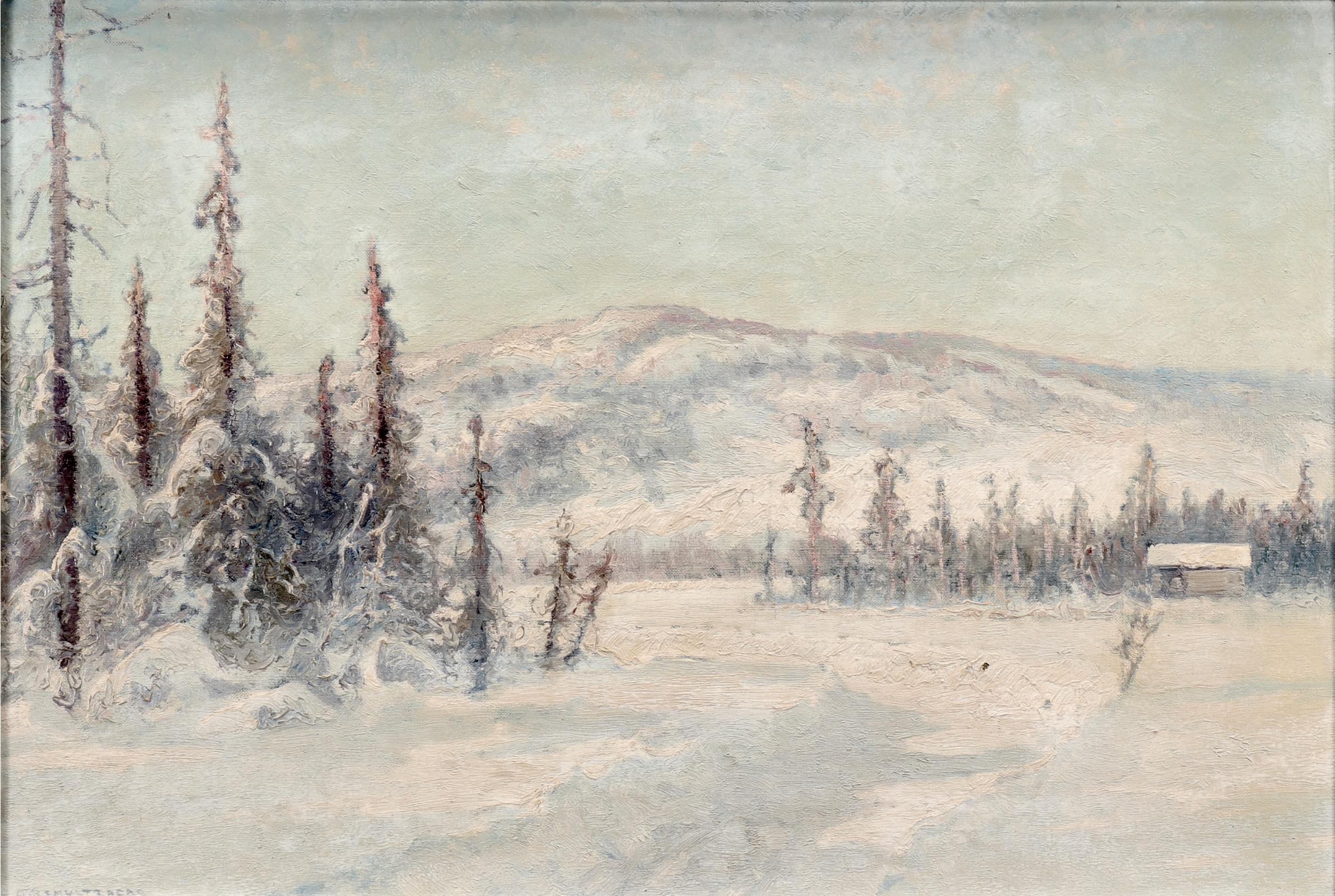 Mountain Winter Landscape - Painting by Anselm Schultzberg