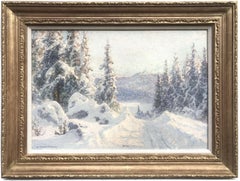 Scène de neige hivernale Peinture à l'huile, début du 20e siècle Paysage