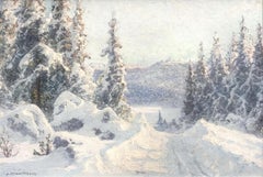Scène de neige hivernale Peinture à l'huile, début du 20e siècle Paysage