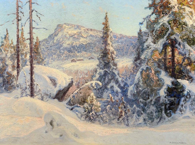 Anselm Schultzberg Landscape Painting - Winter Twilight