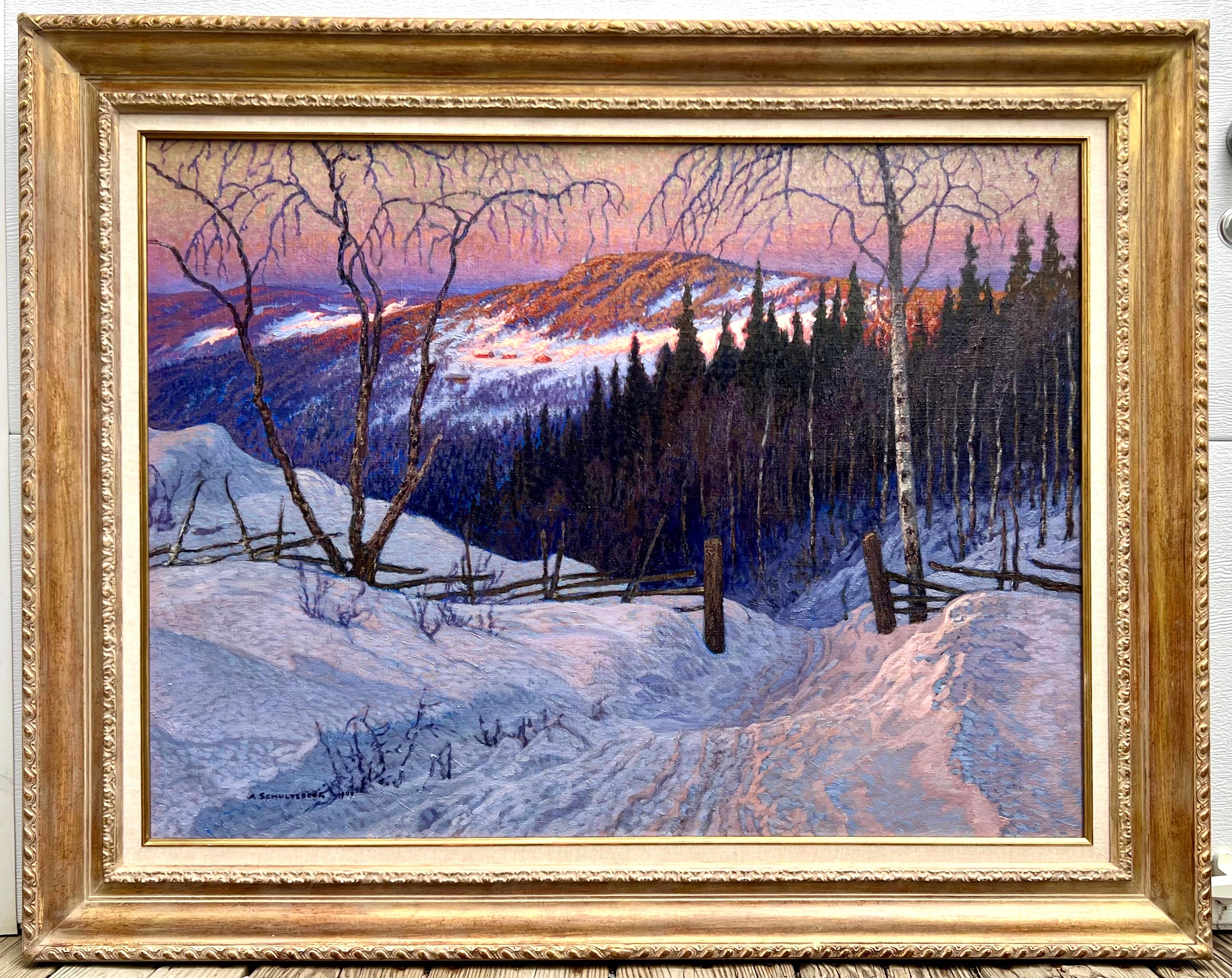 Resplandor invernal - Painting Impresionista de Anselm Schultzberg