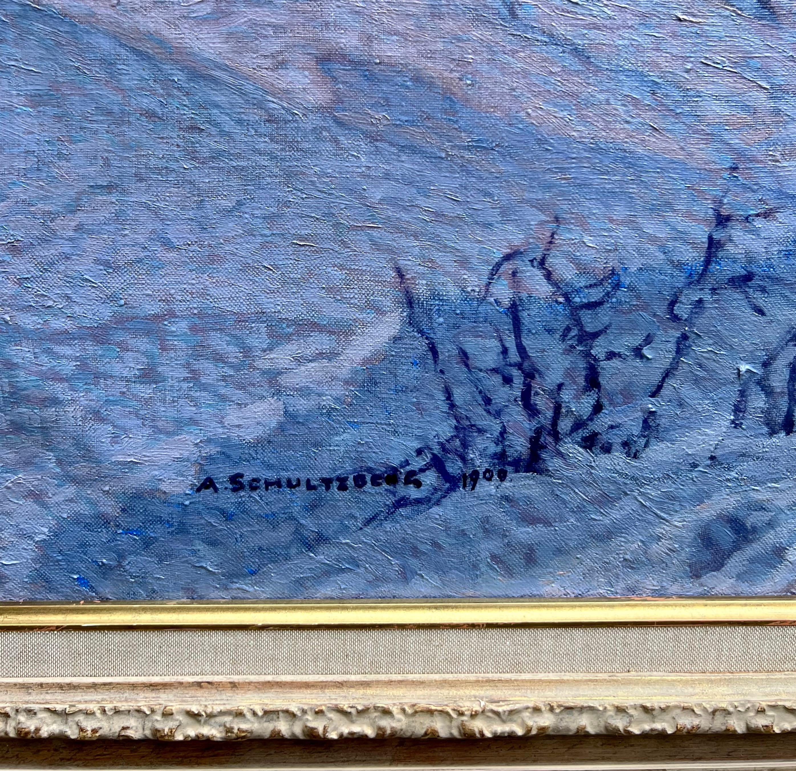 Resplandor invernal - Landscape Painting Marrón de Anselm Schultzberg