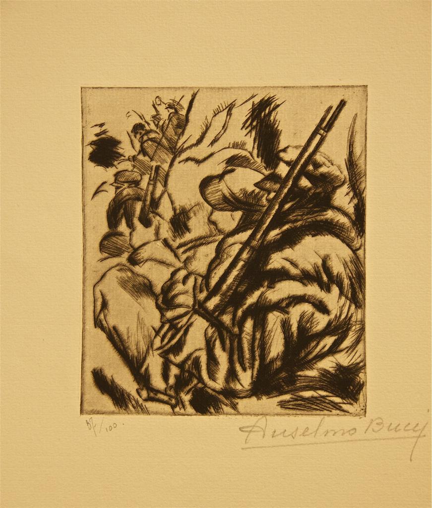 Avant l'Attaque Etching, Modern Style, 1910-1919, Edition 37/100