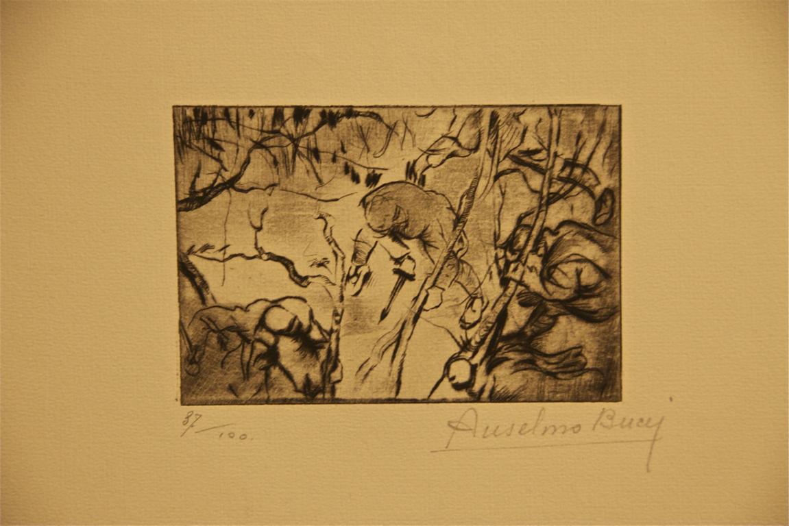 Corvèe de Bois - Etching by Anselmo Bucci - 1917