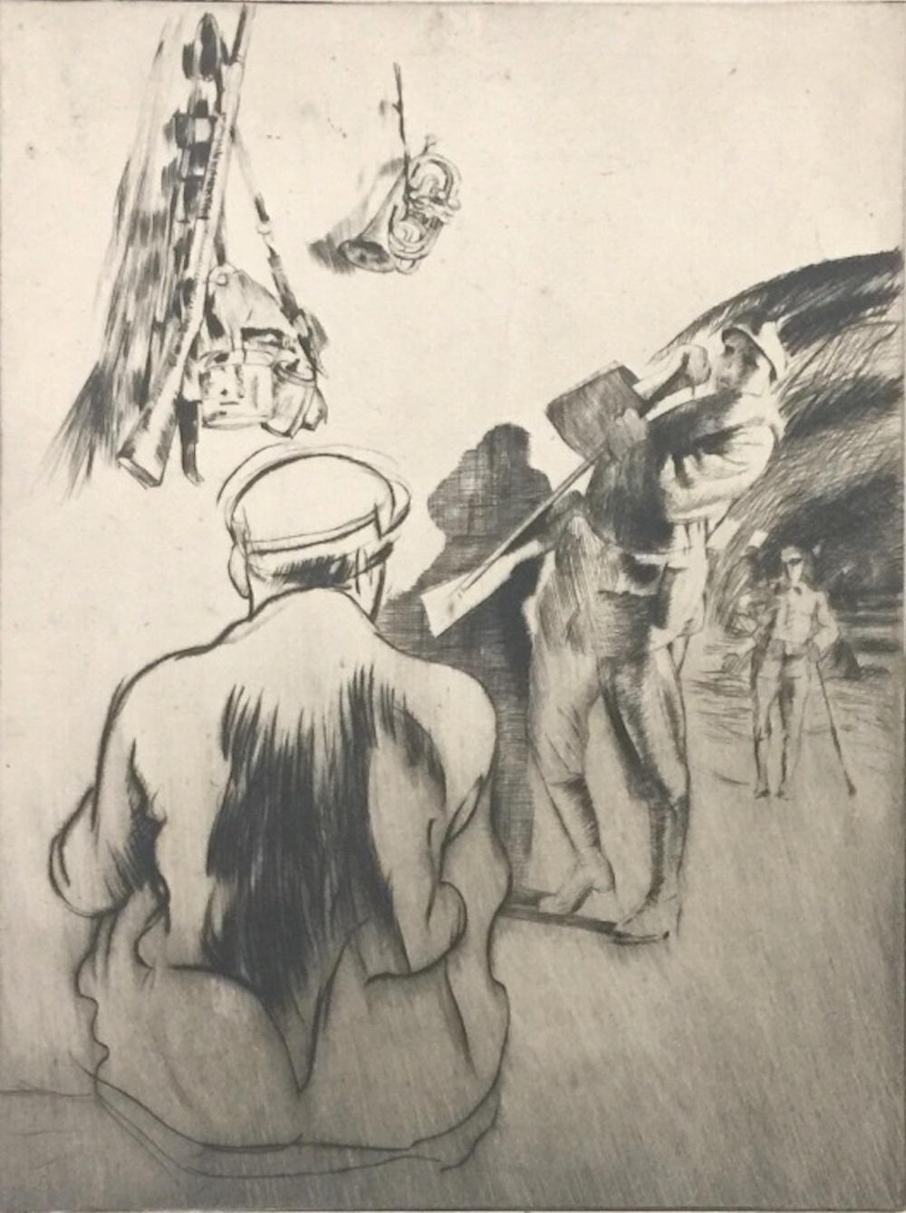 Dans La Poudrière - Original Etching by Anselmo Bucci - 1917 For Sale 1