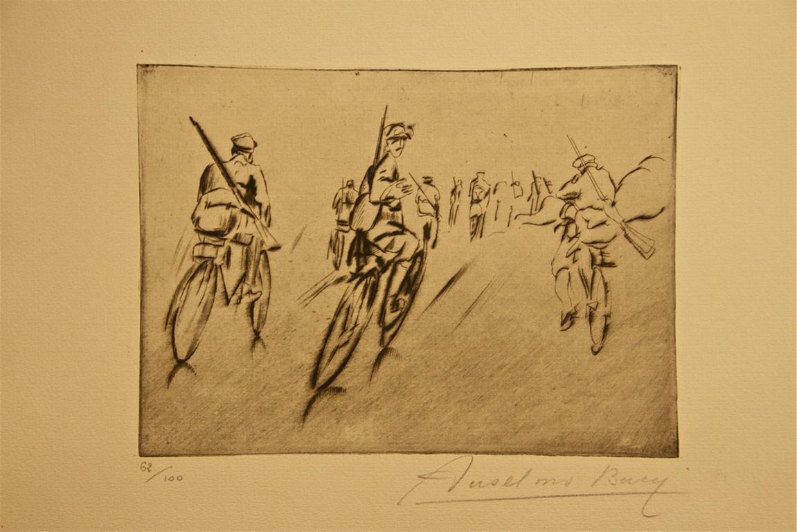 Départ - from "Croquis du Front Italien" - Etching by Anselmo Bucci - 1917