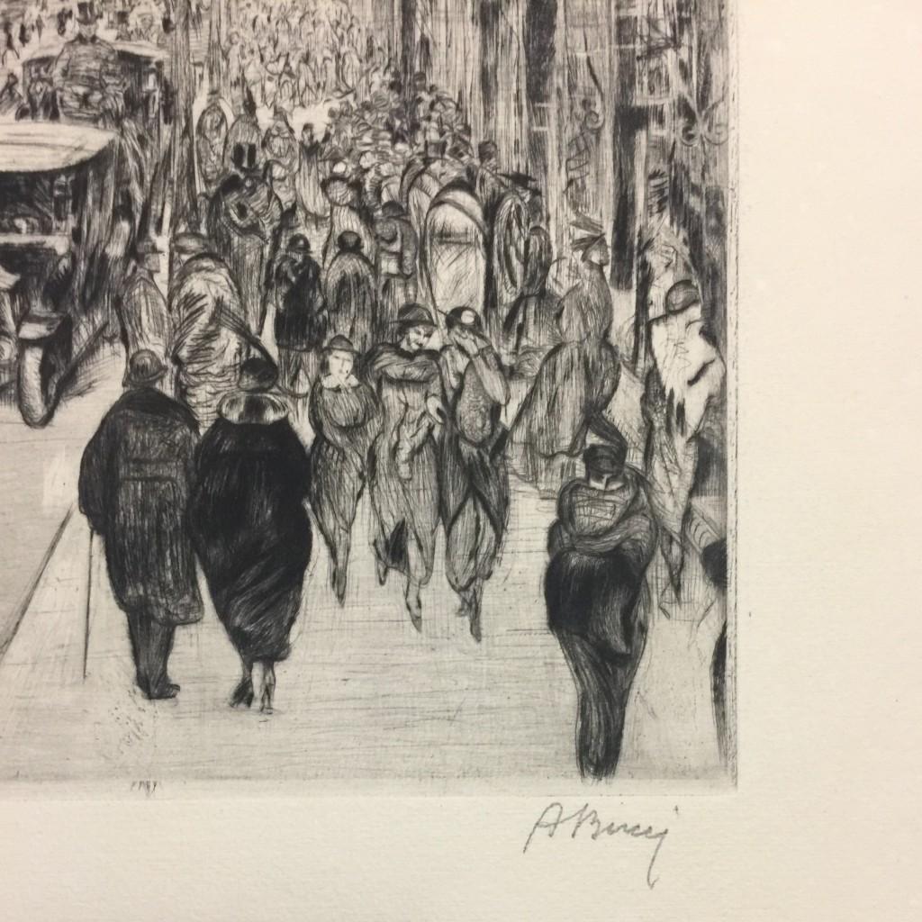 Downtown Paris - Etching by Anselmo Bucci - 1915 ca. For Sale 1