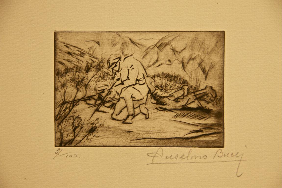 En Terre - Etching by Anselmo Bucci - 1917