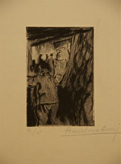 En Trauchée Couverte - Etching by Anselmo Bucci - 1917