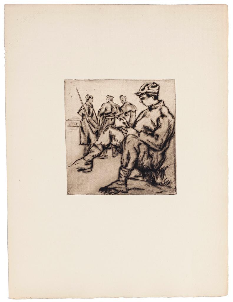 Front Italien - Radierung auf Papier - 1918 – Print von Anselmo Bucci