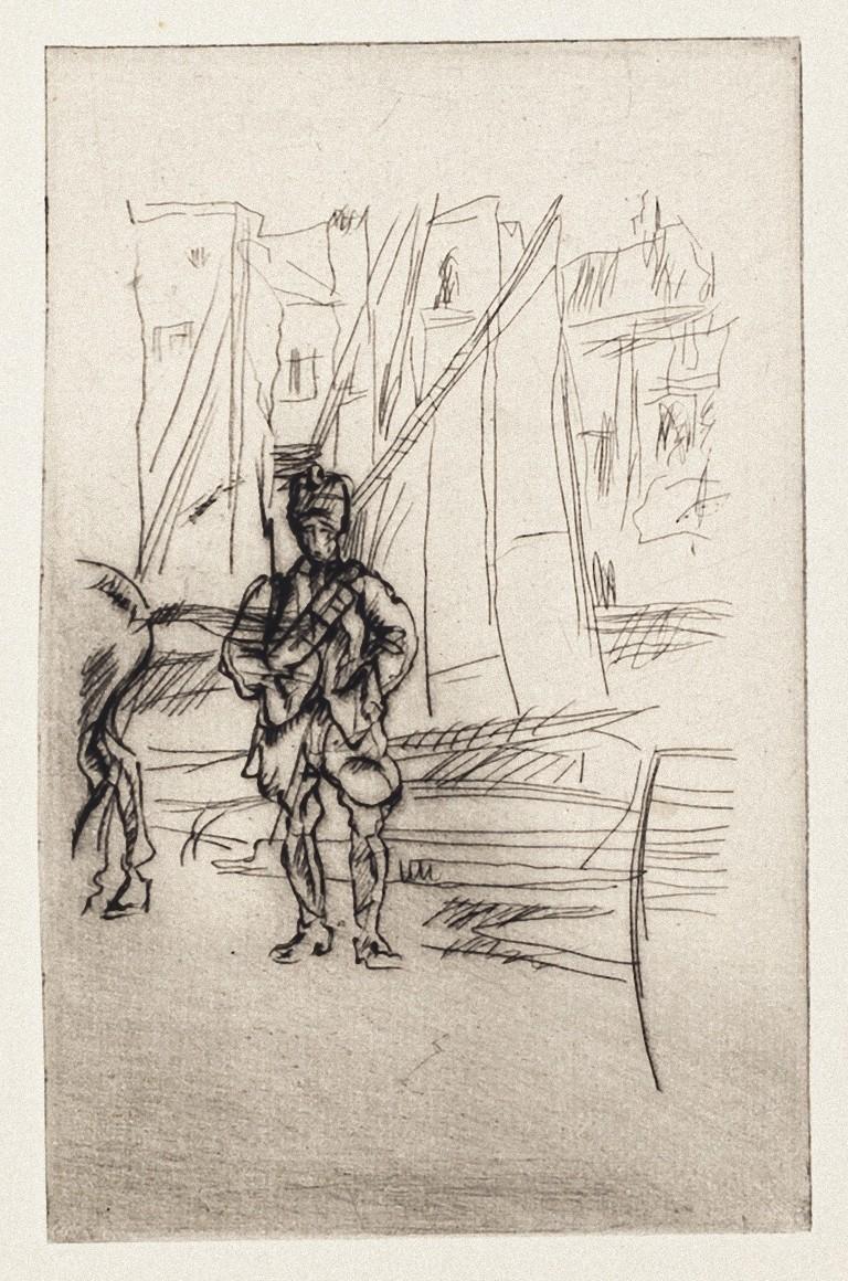 Anselmo Bucci Figurative Print - Front Italien - Etching on Paper - 1918