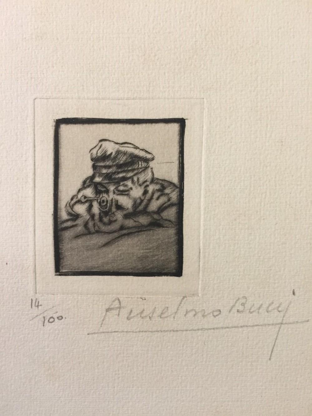 Image dimensions: 6 x 5  cm.

Hand signed. Edition of 100 prints on Hollande paper. From the collection: “Croquis du Front Italien” , published in Paris by D'Alignan editions. Anselmo Bucci was an Italian painter and printmaker.

He took part in the