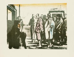 Grupo de hombres - Litografía original de Anselmo Bucci - 1918