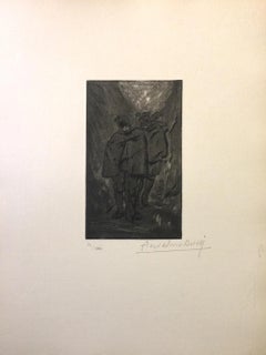 Halte -  Etching by Anselmo Bucci - 1917