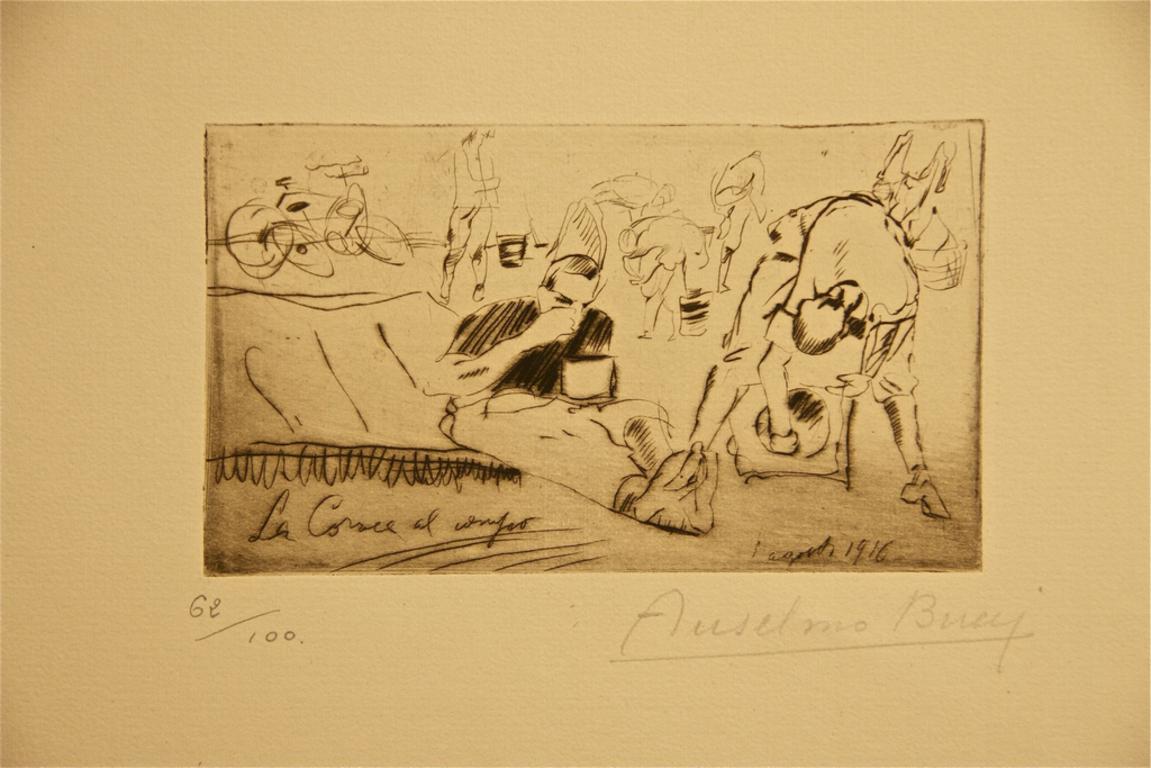 Etching and drypoint on paper.

From the collection "Croquis du front Italien" - Album I.

Edition of 100.

Very good condition.