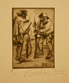 La Relève - Etching by Anselmo Bucci - 1917