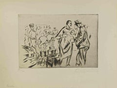 La Soirée - Etching and Drypoint  by Anselmo Bucci - 1917