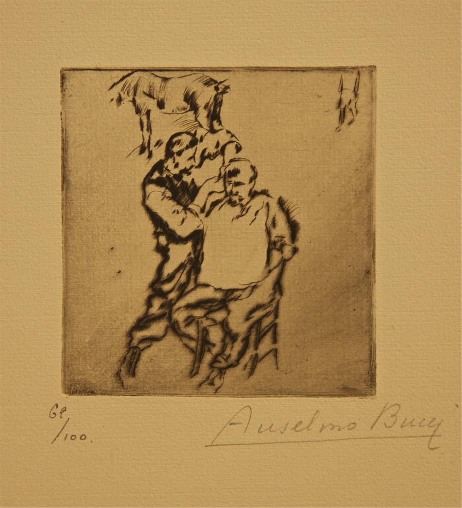 Anselmo Bucci Figurative Print – Radierung „Le Coiffeur“, moderner Stil, signiert, Auflage: 100, 1917