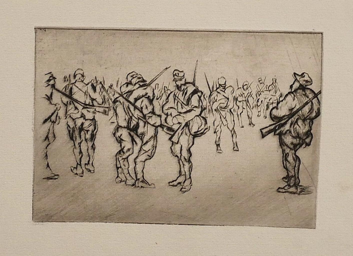 Anselmo Bucci Figurative Print - Le Front Italien - Etching on Paper by A. Bucci - 1918