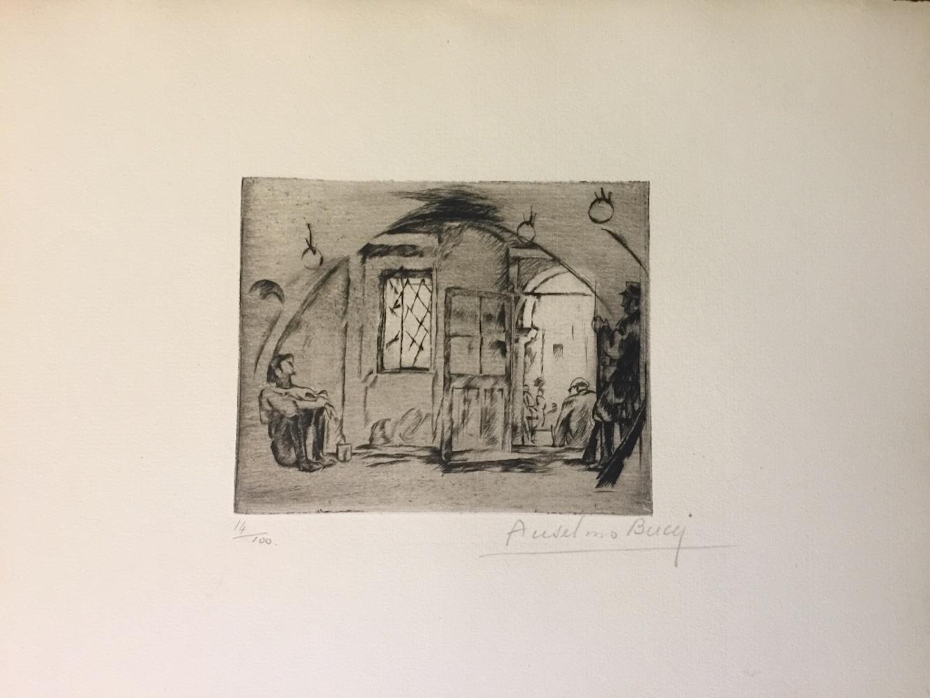 Image dimensions: 11.5 x 14 cm.

Hand signed. Edition of 100 prints on Hollande paper. From the collection: “Croquis du Front Italien” , published in Paris by D'Alignan editions. Anselmo Bucci was an Italian painter and printmaker.

He took part in