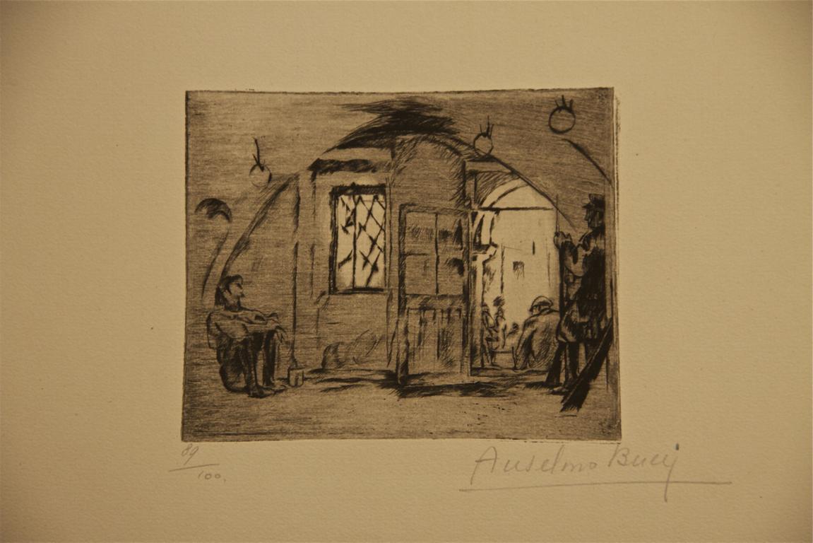 Anselmo Bucci Figurative Print – „Le Prisonnier“ – Radierung, moderner Stil, signiert, Auflage: 100, 1917